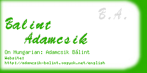 balint adamcsik business card